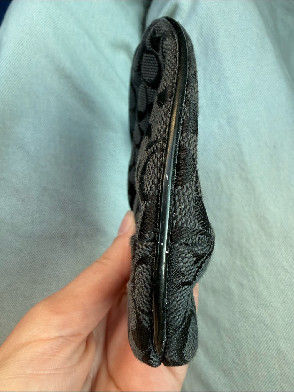 Coach Black Signature Canvas Kiss-Lock Coin Pouch with Tag - Picture 4 of 7
